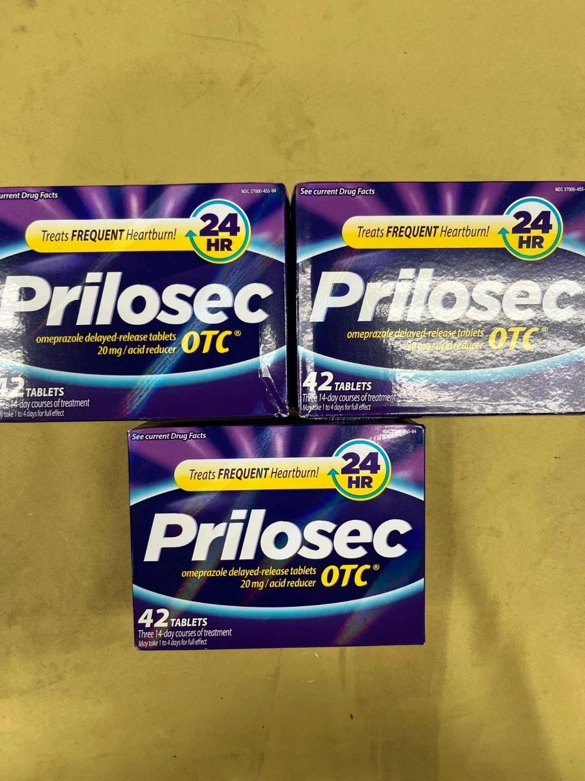 3 New Prilosec OTC 20mg Acid Reducer - 42 Tablets Each Box Exp. 06/2027+