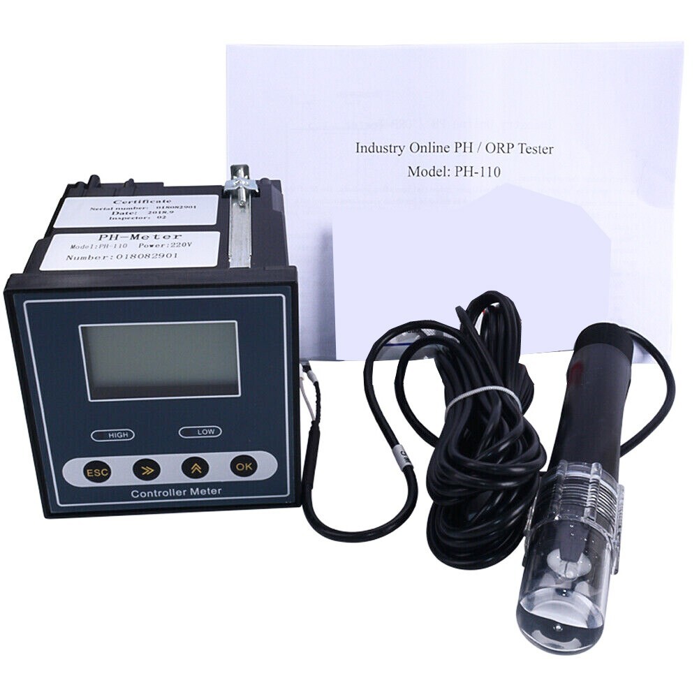 PH Meter Industrial pH Controller Meter with Range 0-14pH Accuracy ±0.02pH