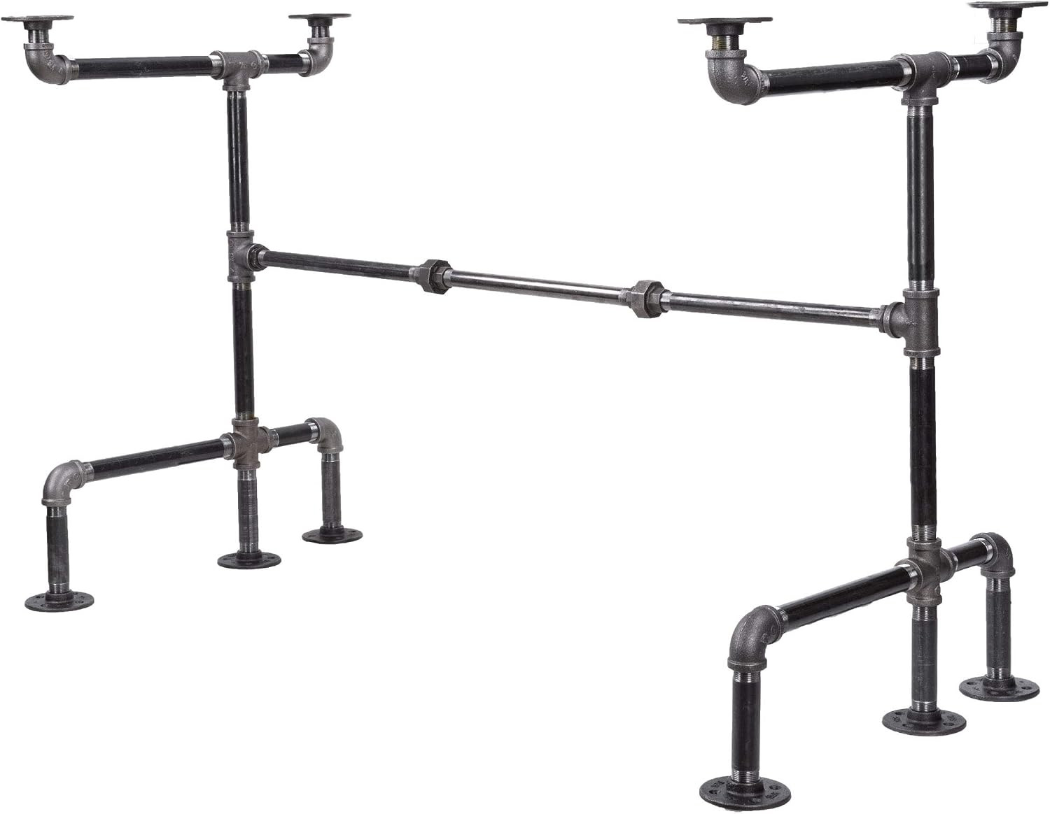 Industrial Pipe Desk Leg Set, Modern Home Office Writing or Computer Base Kit, D