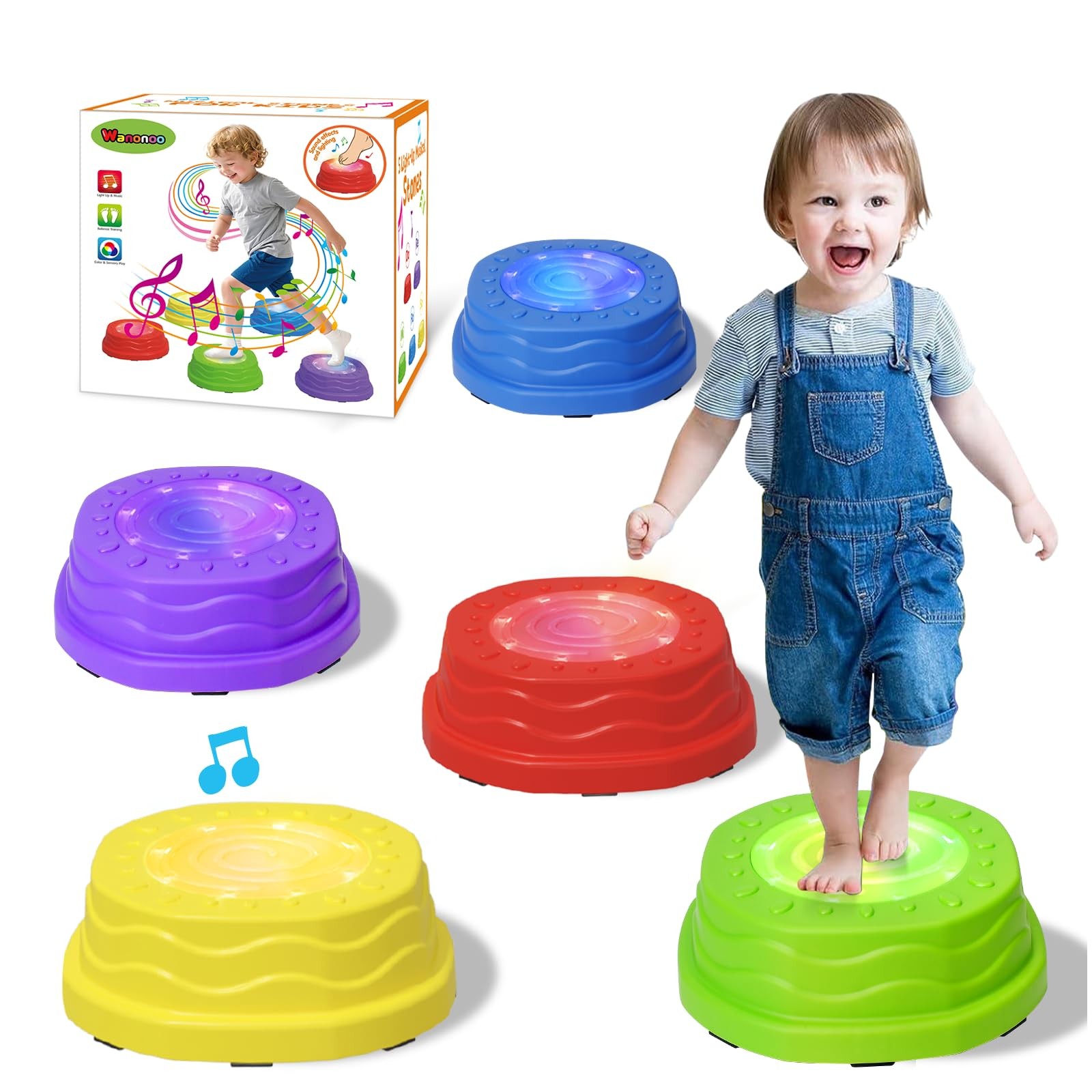 Music & Light up Stepping Stones for Kids, Non-Slip Toddler Balance Stepping ...