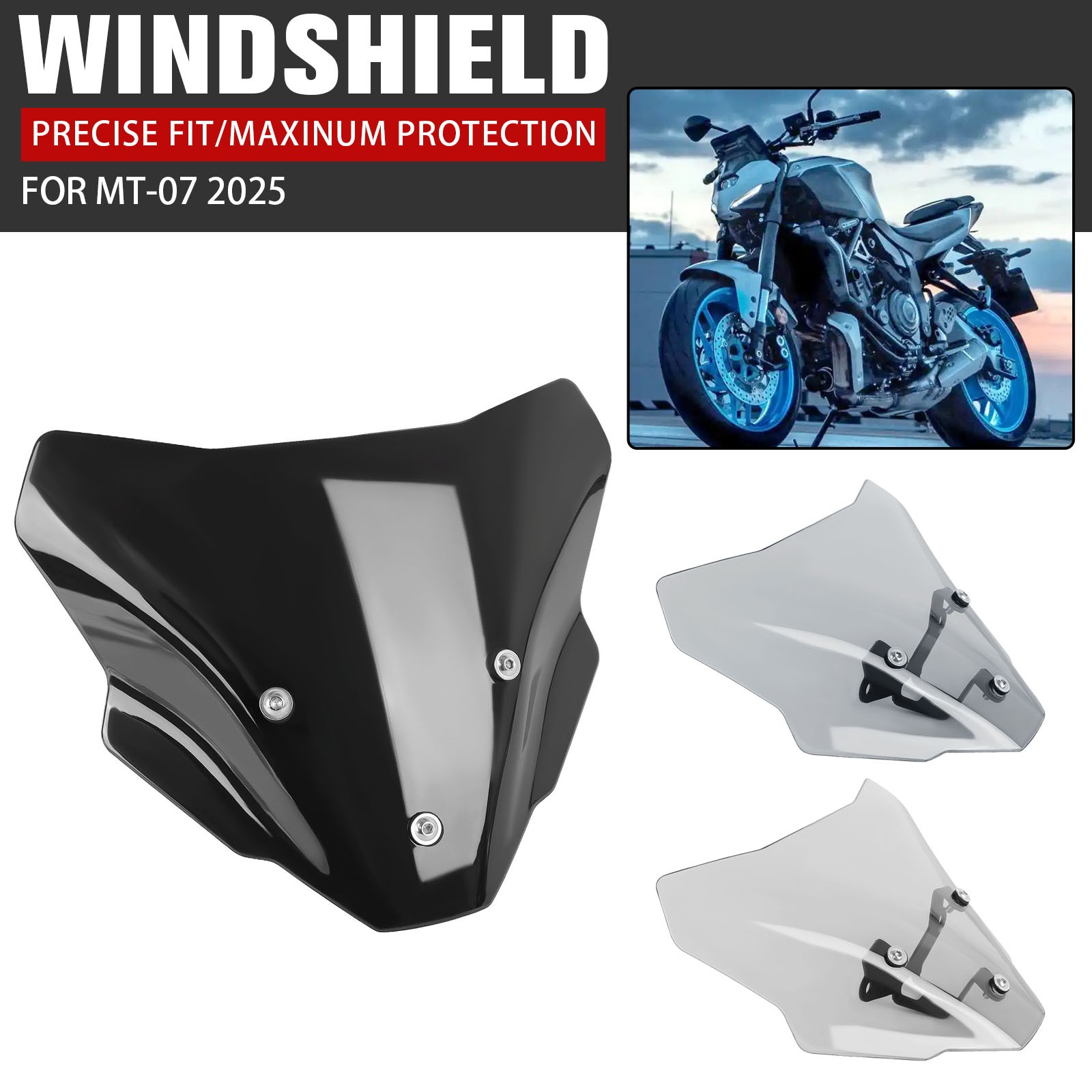 For Yamaha MT 07 MT-07 2025+ Front Windshield Fairing Wind Screen Deflector