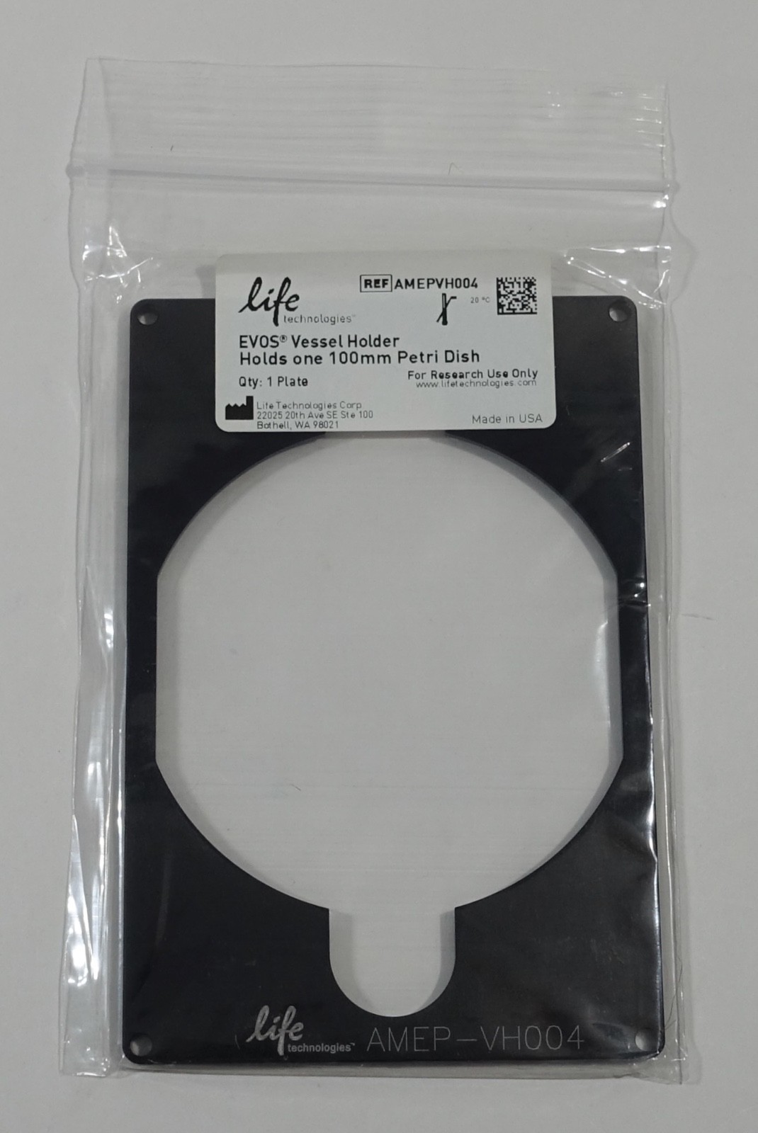 THERMO Life Vessel Holder For EVOS XL Core: one 100-mm Petri dish, PN: AMEPVH004
