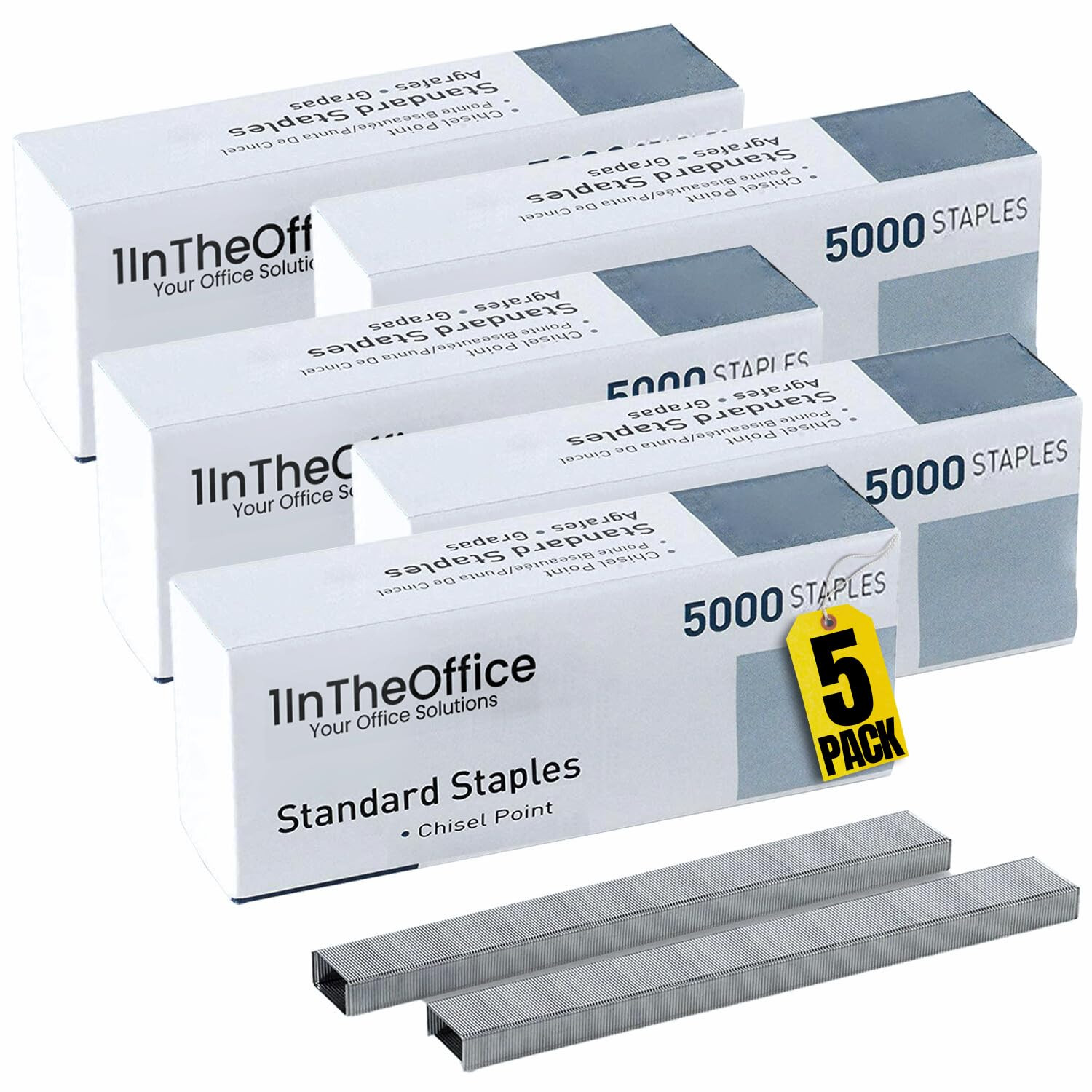 Standard Staples - 1/4" Leg Length, 5,000 Staples/Pack, 5 Pack