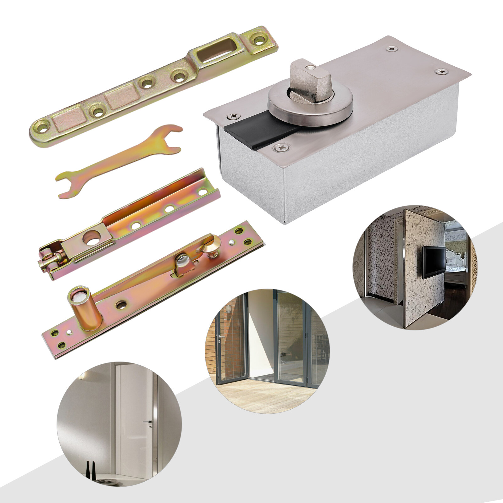 Heavy Duty Door Pivot Hinge,360° Rotary Install Up&Down Hinge Bearing