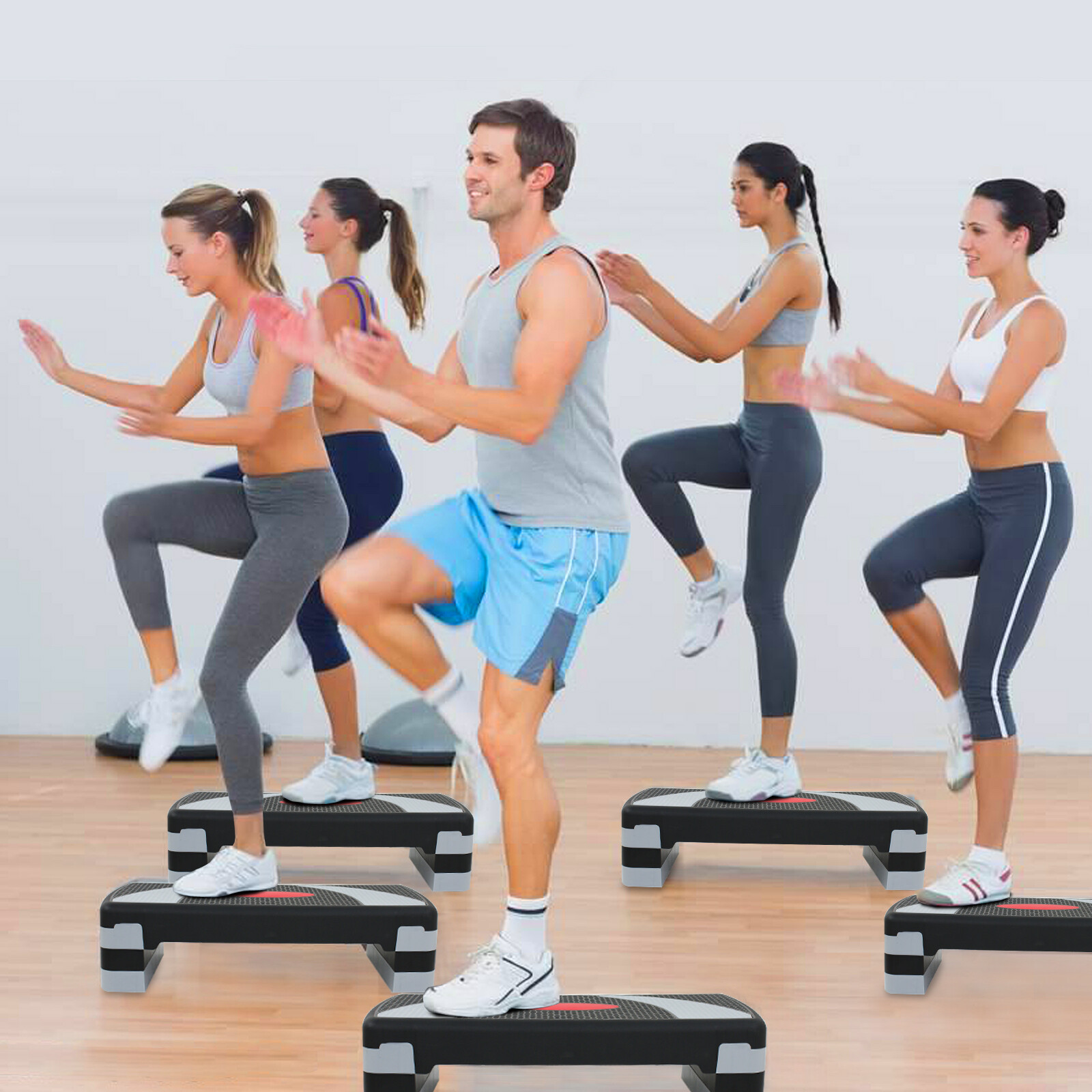 Aerobic Step Platform w/Adjustable 3-Level Risers 31" Non-Slip Exercise Stepper
