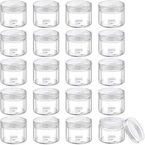 20 Pack Clear Round Plastic Jars with Lids for Cosmetic Creams Powders