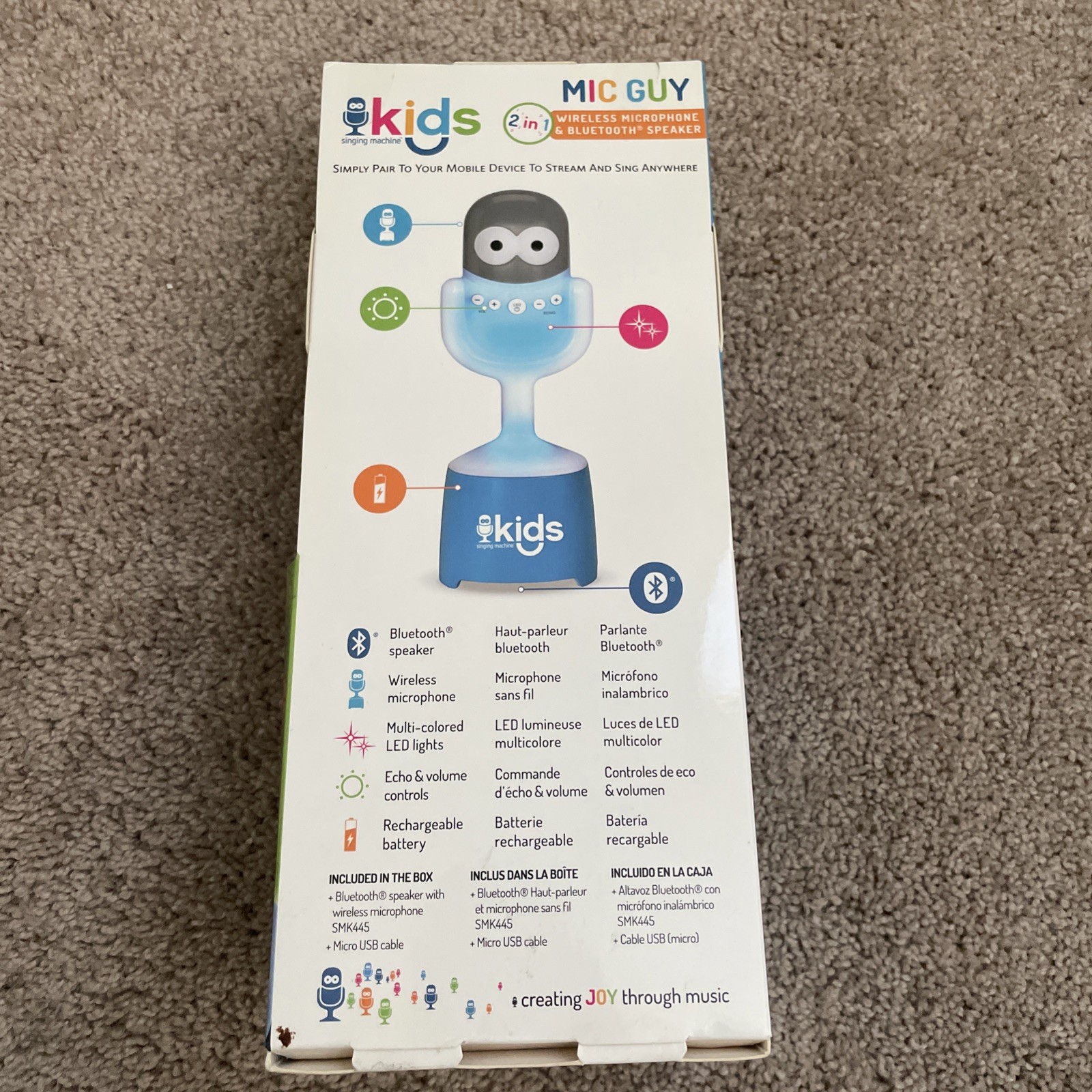 Singing Machine Kids 2 in 1 Portable Bluetooth Speaker w/ Mic Guy Microphone