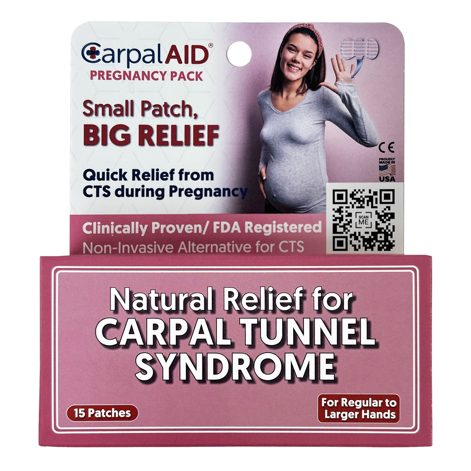 CarpalAid Carpal Tunnel Hand Patch Pregnancy Wrist Pain Relief Regular to Large