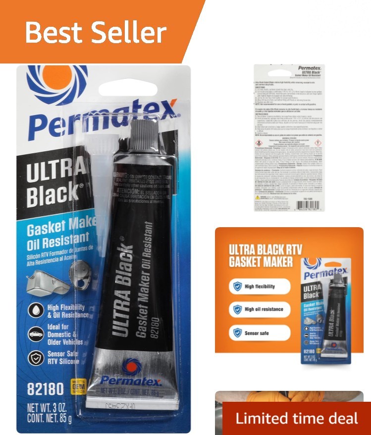 Universal Ultra Black RTV Silicone Gasket Maker - 3 oz, Waterproof & Reliable