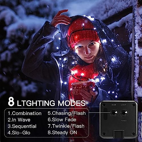 Vimorg Solar String Lights Outdoor, 2 Pack 79FT 200 LED 100Cool White