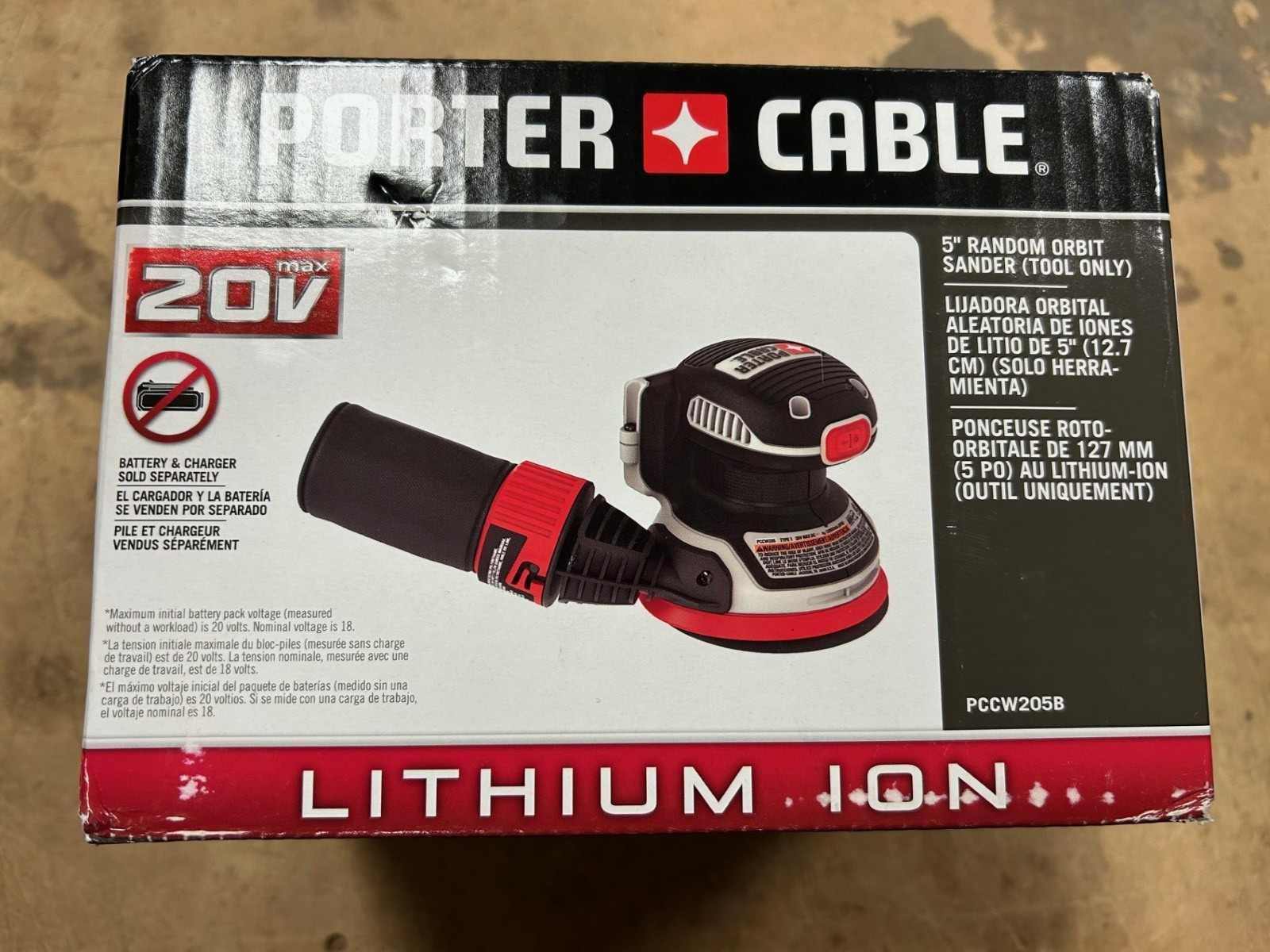 Porter Cable PCCW205B 20V Max Cordless 5" Random Orbital Sander