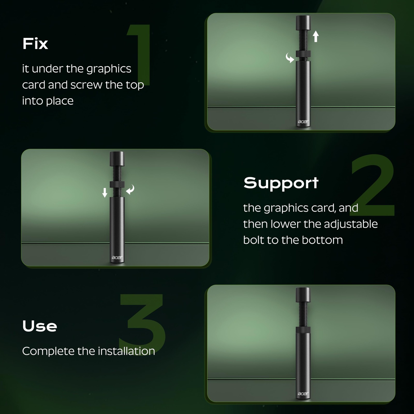 Acer GPU Support Bracket Adjustable Anti-Sag Graphics Card Holder Stand