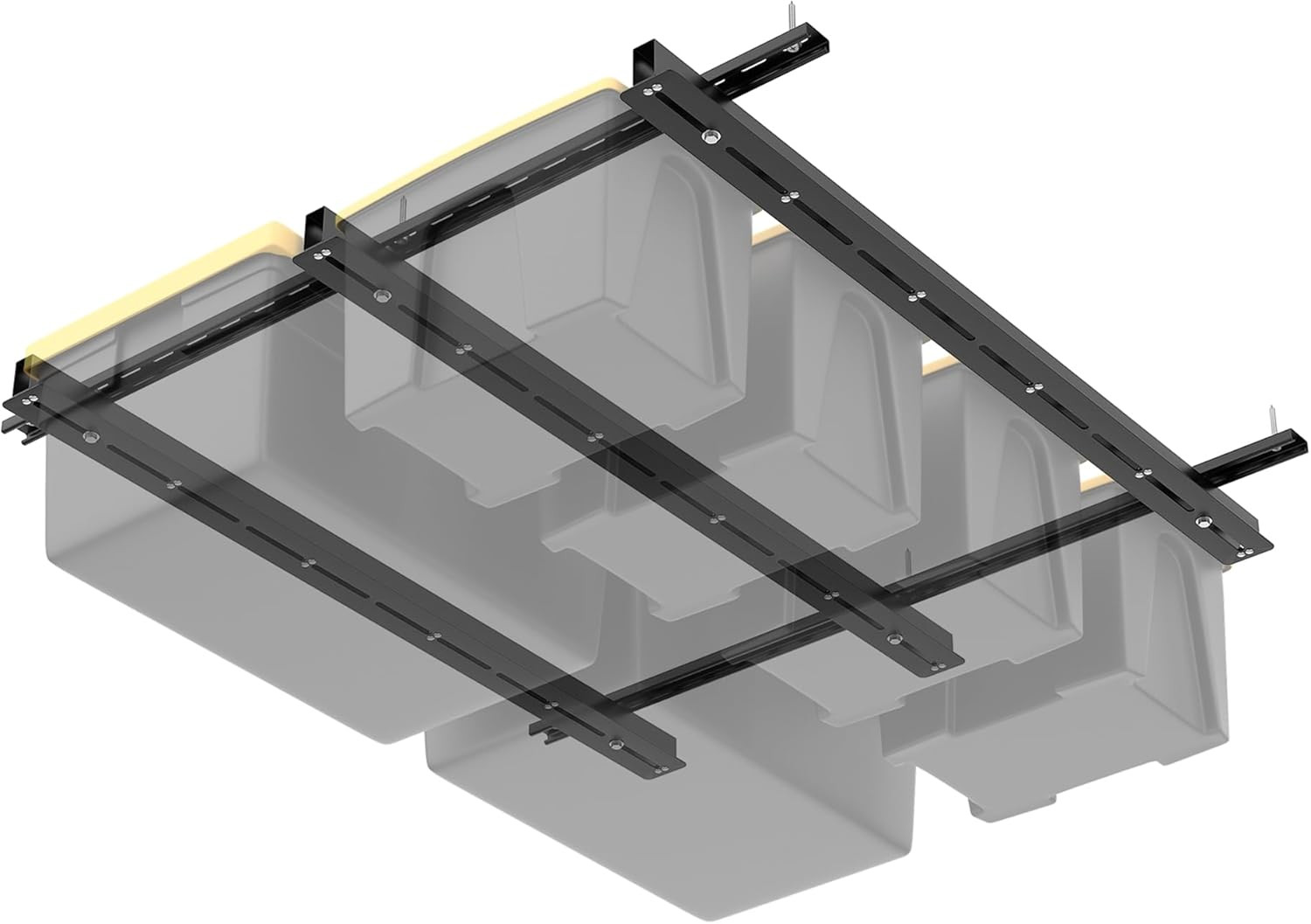 Overhead Tote Storage Rail System, Garage Ceiling Bin Storage Rack Heavy Duty Ad