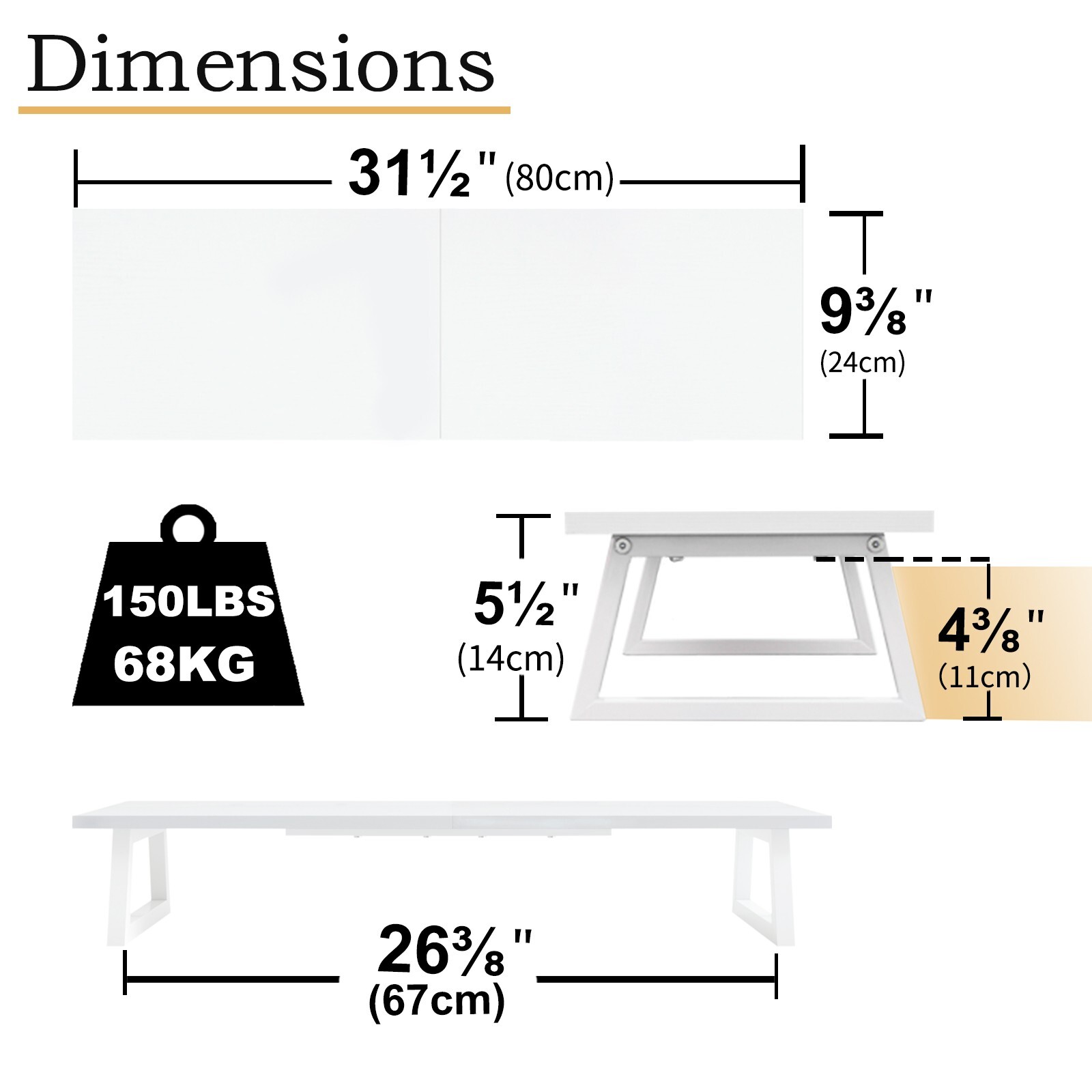 31.5 inch Dual Monitor Stand Riser for Wood & Steel Desktop Riser Organization