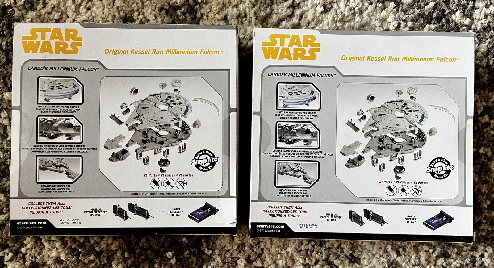 Pair New Revell Star Wars Lando's Millennium Falcon Snap-Tite Model Kits 85-1678