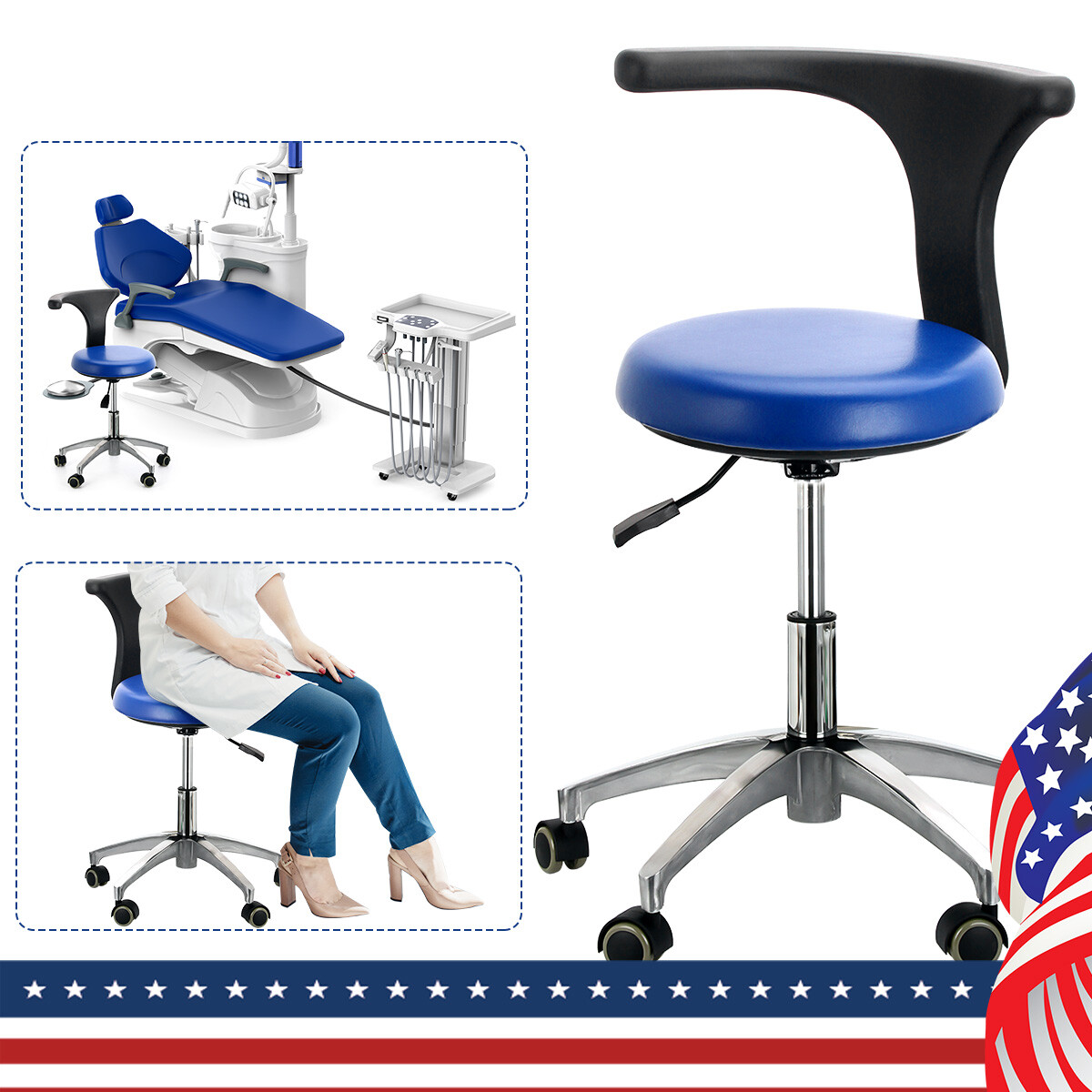 Dental Unit Chair Integral Computer Controlled + Liftable mobile trolley + Stool