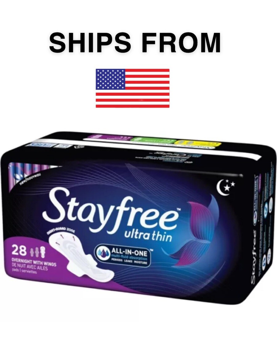 FAST 📦💨 Stayfree Ultra Thin Overnight Pads with Wings 28 Count