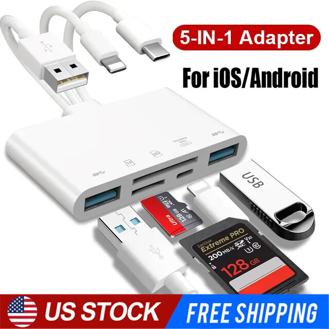 5 in 1 Memory Card Reader USB 3.0 OTG Adapter SD Card Reader For iPhone/iPad New