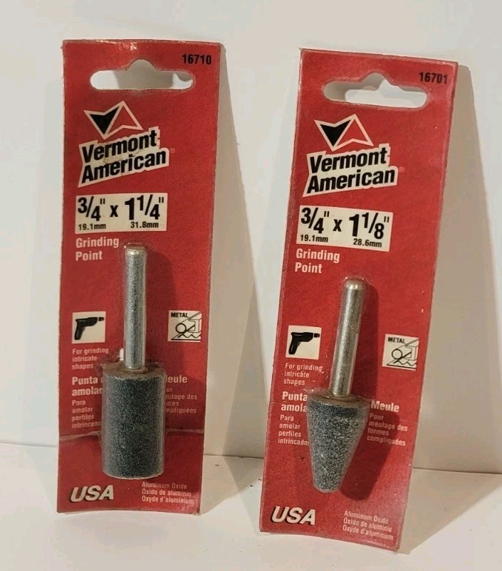 (2) VERMONT AMERICAN 3/4" X 1 1/4", 3/4" X 1 1/8" Metal Grinding Wheels Stone