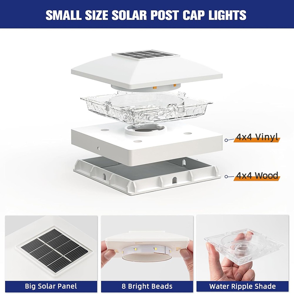 6 Pack LED Solar Post Cap Light For 4x4 Outdoor Waterproof Deck Fence Light HOT