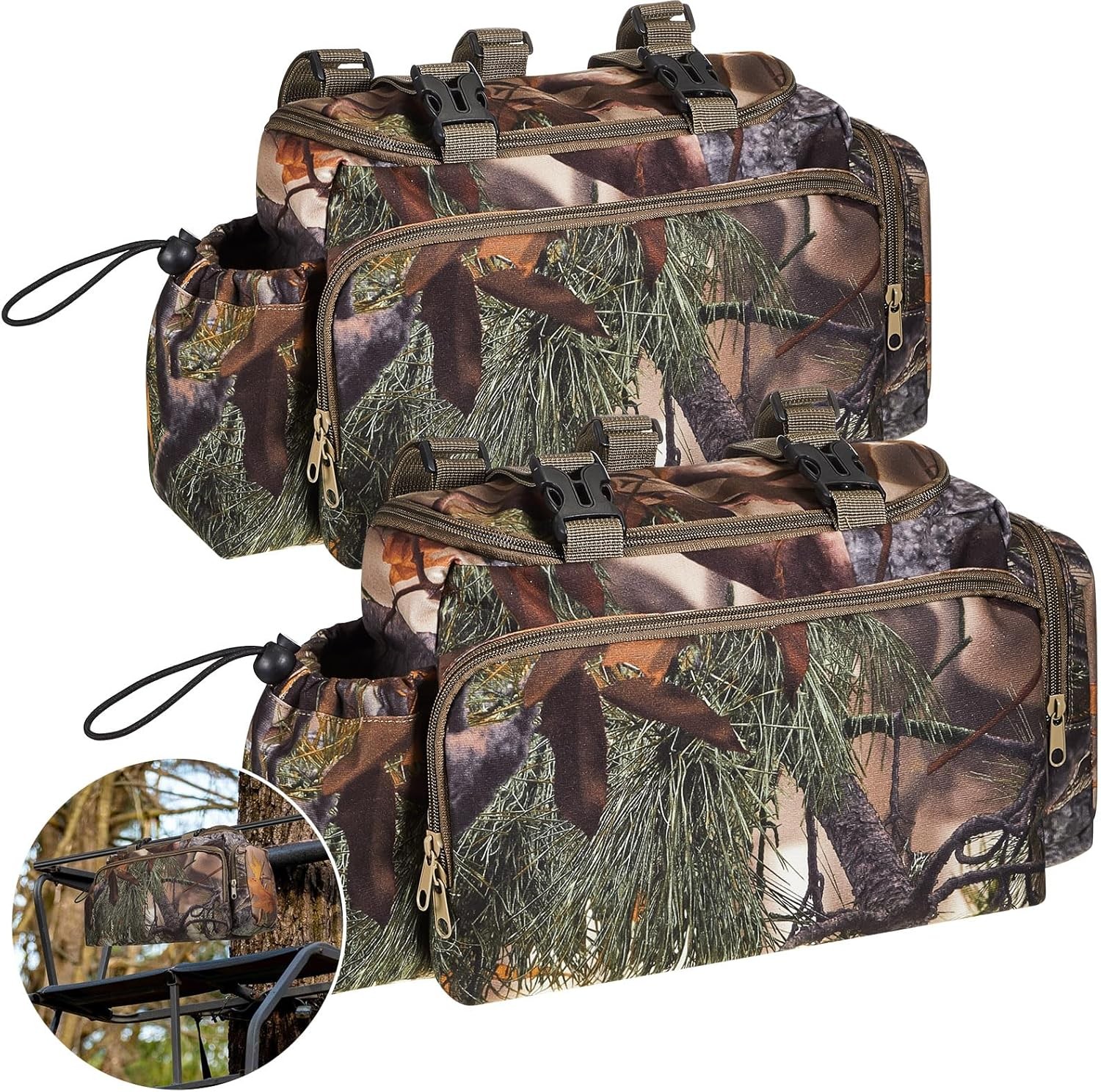 2 Pcs Treestand Front Storage Bags Camo Tree Stand Accessories Ladder Waterproof