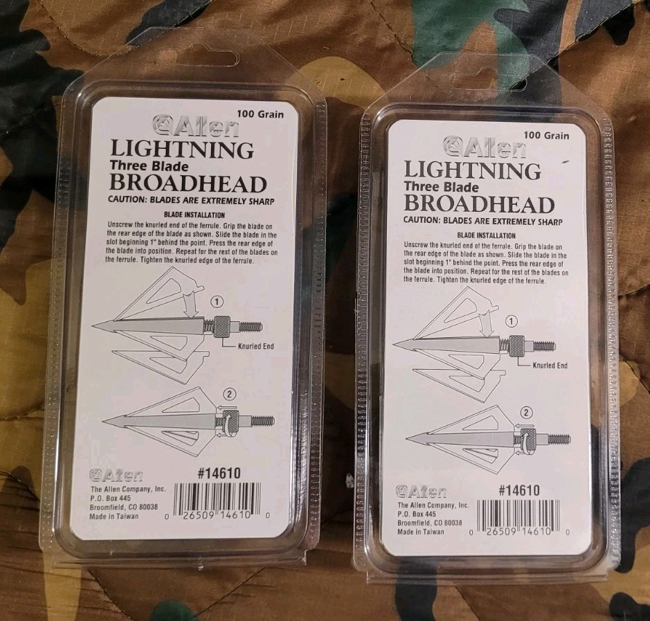Allen Lightning Three Blade Broadhead 3 Pack, 2 Packs 100 Grain