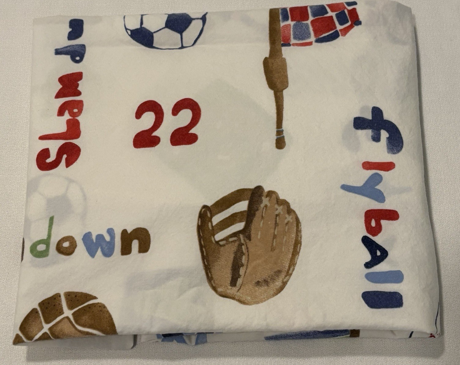 Pottery Barn Kids My Favorite SPORTS PILLOWCASE Football Soccer Baseball Basketb