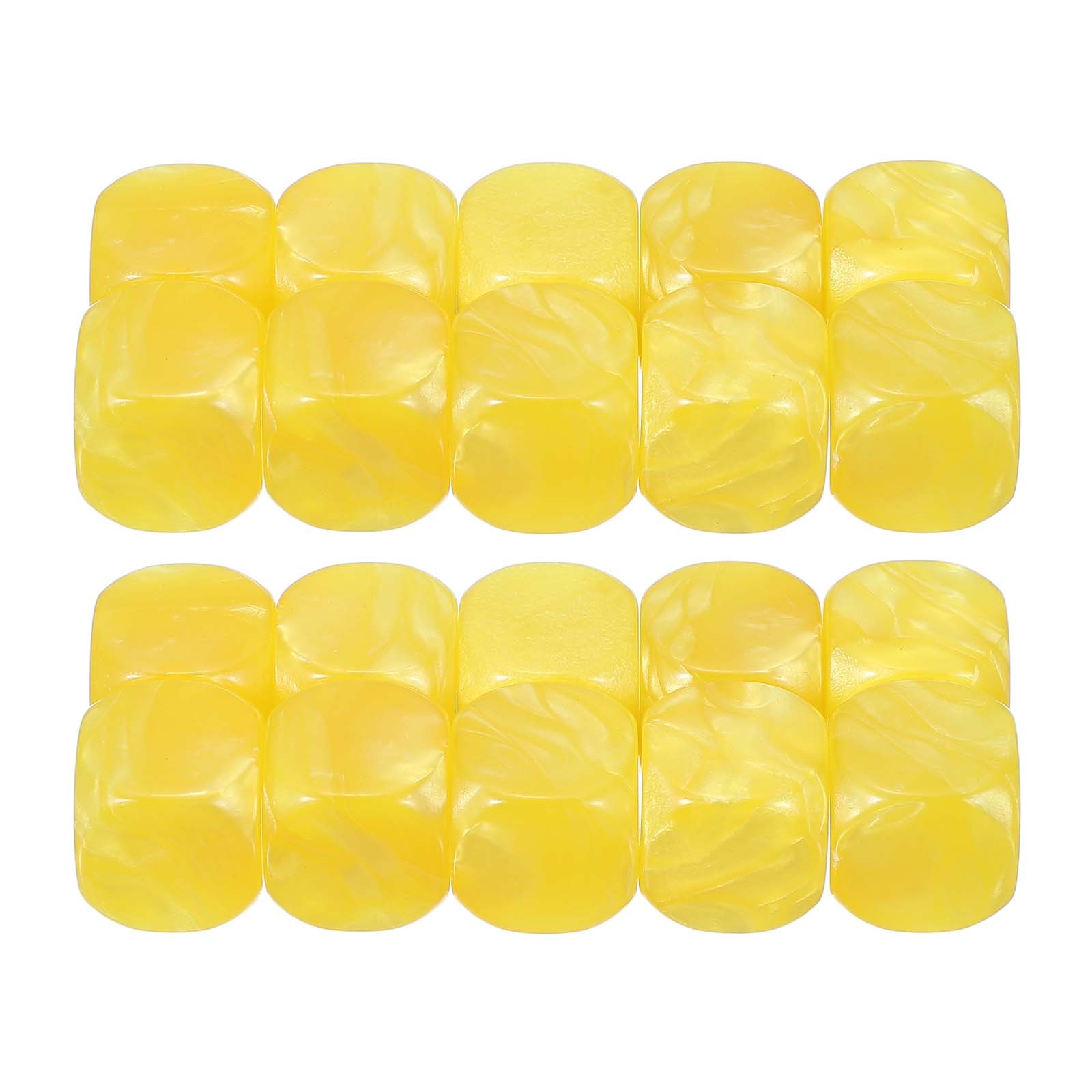 16 mm Dice Blank 50 Pcs Rounded Corner with Pearl Smoothed Surface Yellow