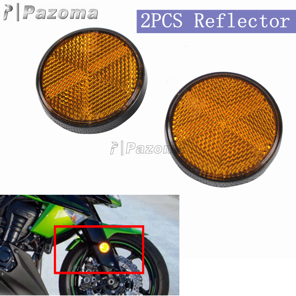 2X Round Amber Reflectors Side Marker For Motorcycles ATV Bikes and Dirt Bikes