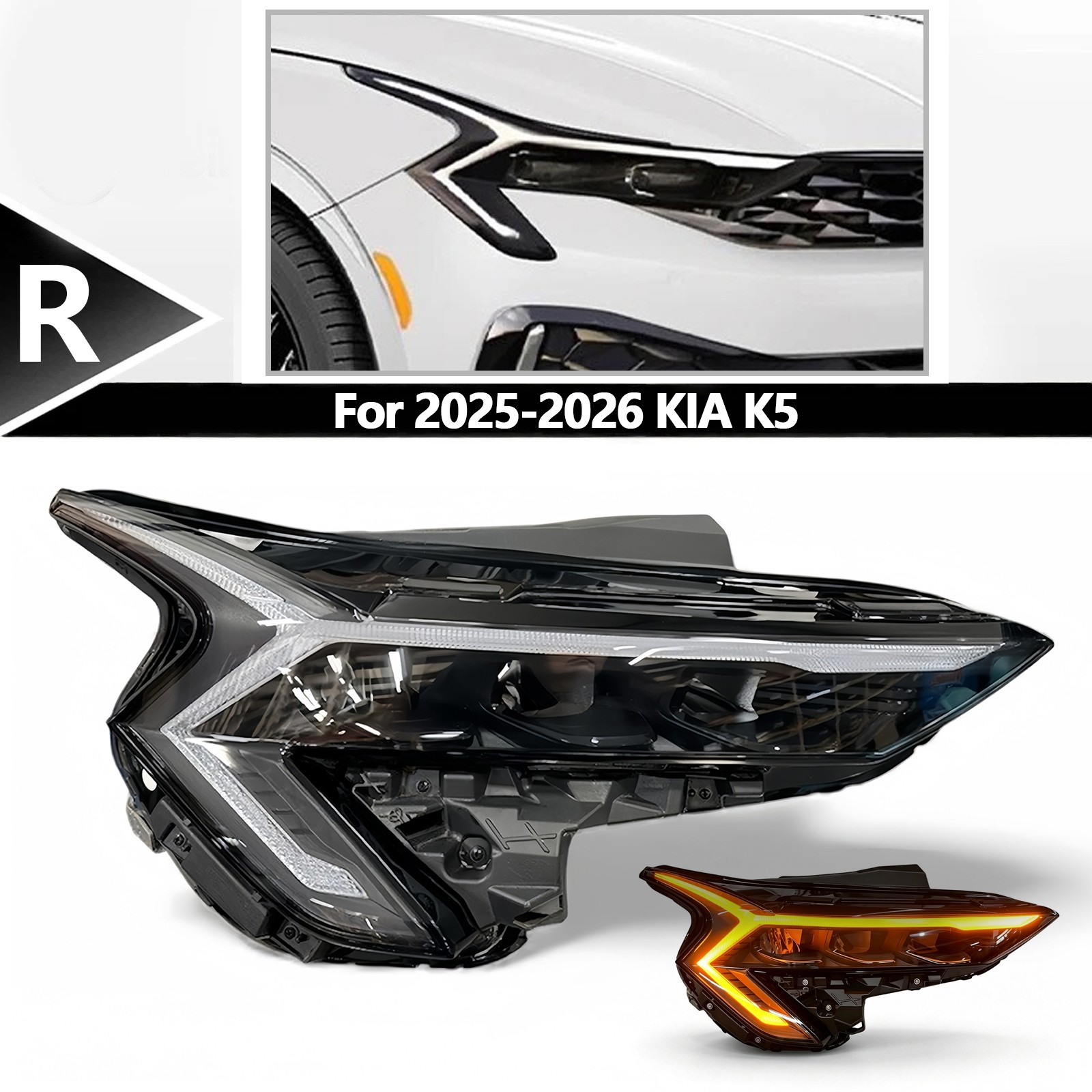 Full LED Headlight Headlamp for 2025 2026 Kia K5 EX LXS GT Right Passenger Side