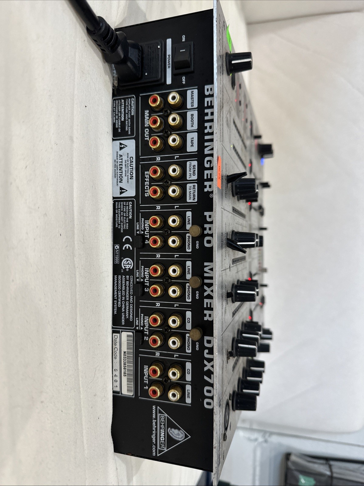 Behringer DJX700 Professional DJ Mixer 5-Channel Powers up Untested