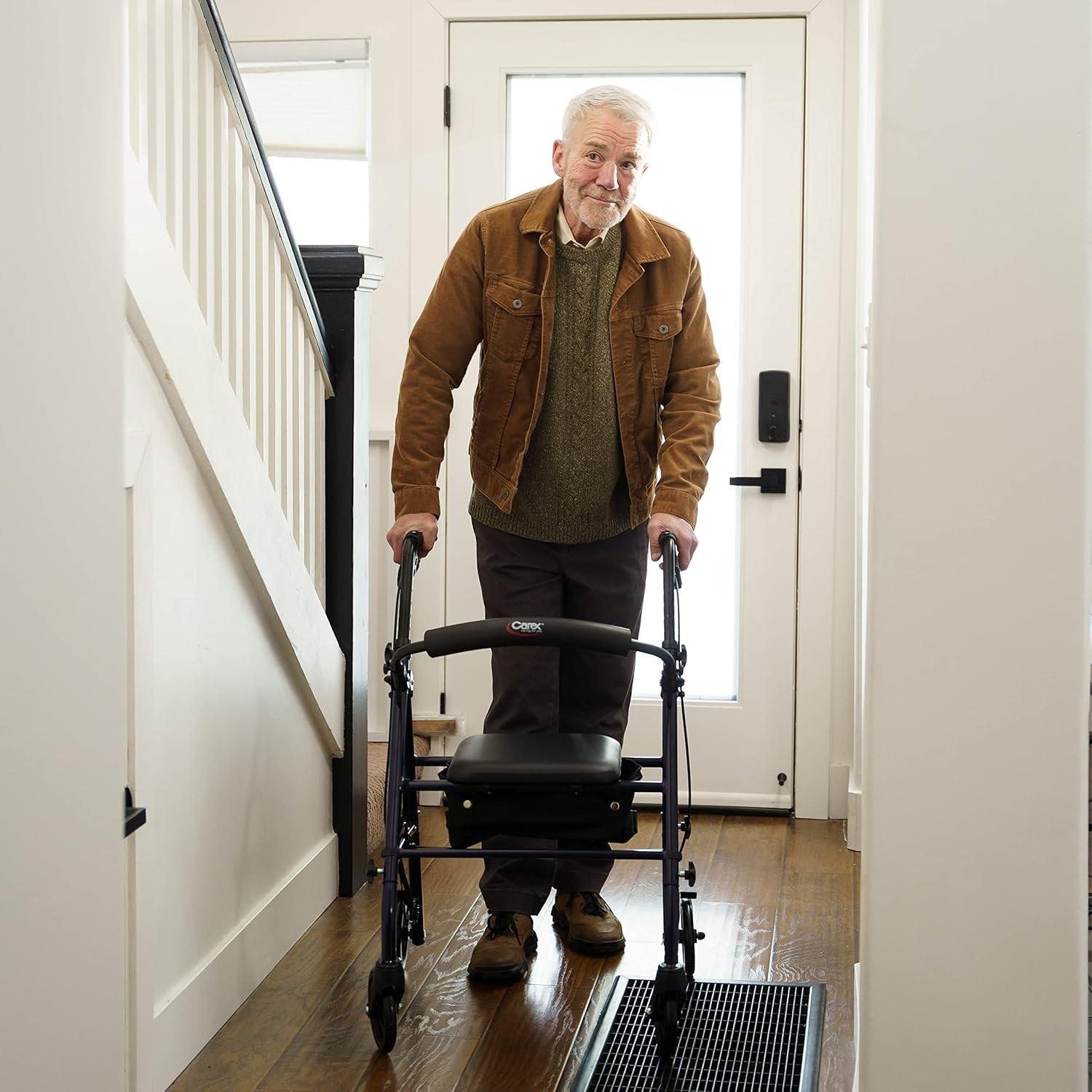 Padded Steel Rollator Walker for Seniors - 350 lbs Capacity, Height Adjustable