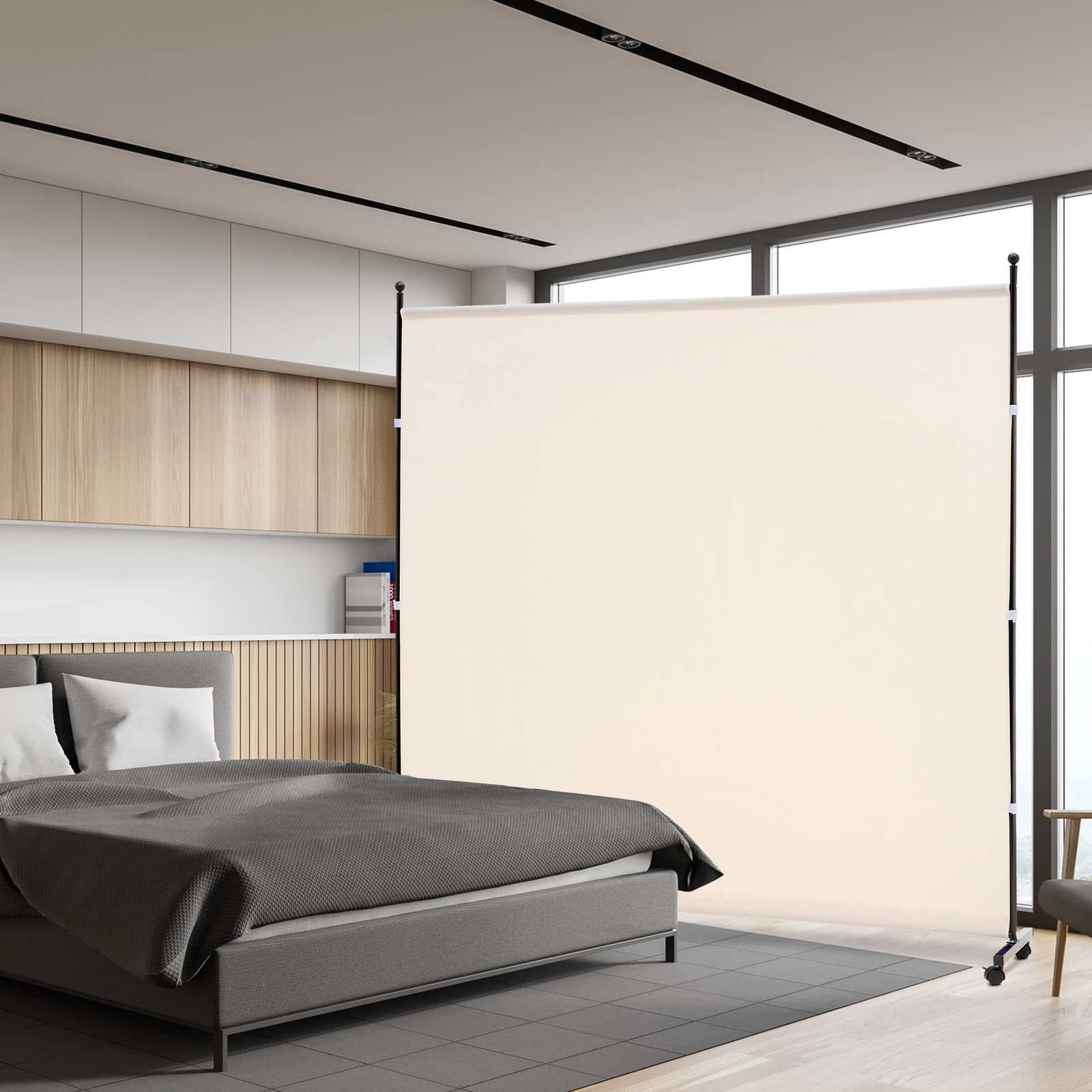 SIMFLAG Privacy Screen Room Divider 6FT Single Panel Room Divider with Wheels,Ro