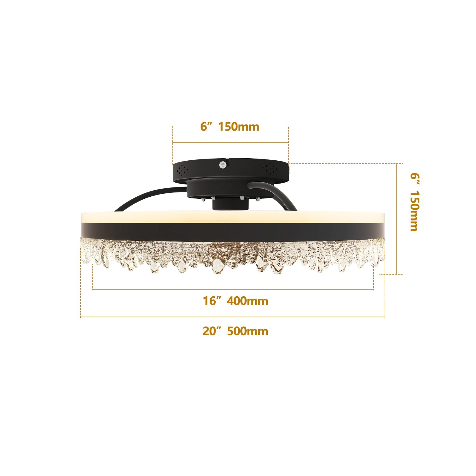20" Smart Black Ceiling Fan Light – Silent, Reversible for Bedroom