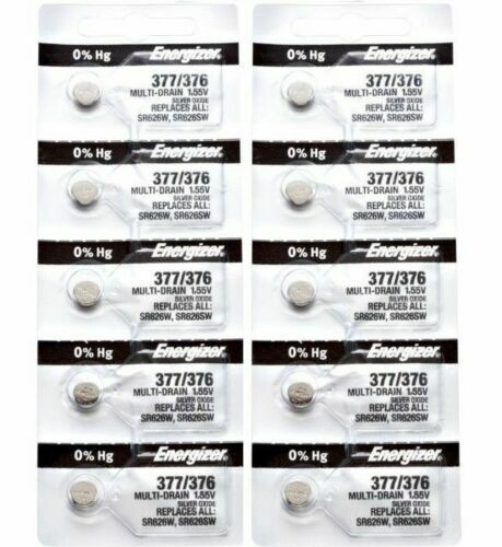 Energizer 377 376 WATCH BATTERY SR626SW SR626W Silver Oxide Battery 10 Batteries