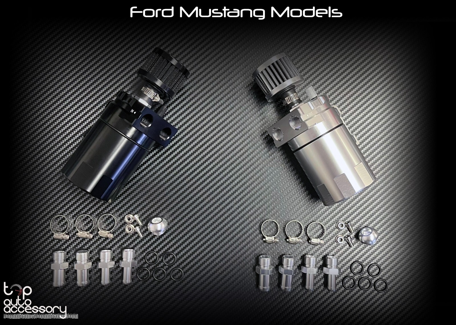 Oil Catch Can Tank Kit Baffled Reservoir w/ Breather Filter for Ford Mustang