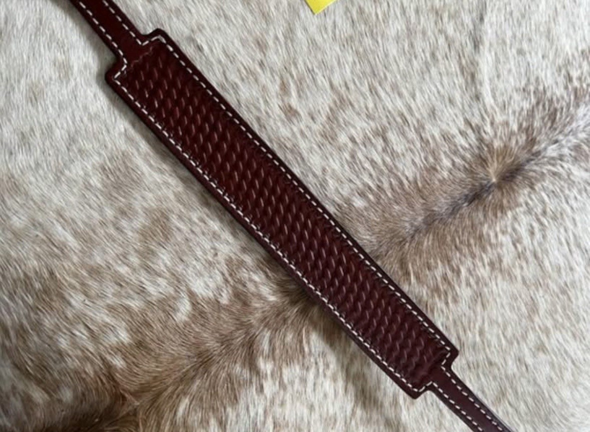 Basketweave Tooled Top Grain Leather Western Wither Strap For Breast Collar Tack