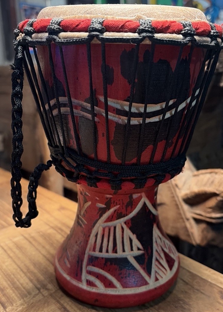 African Art - Handmade Decorative Drum - Vintage