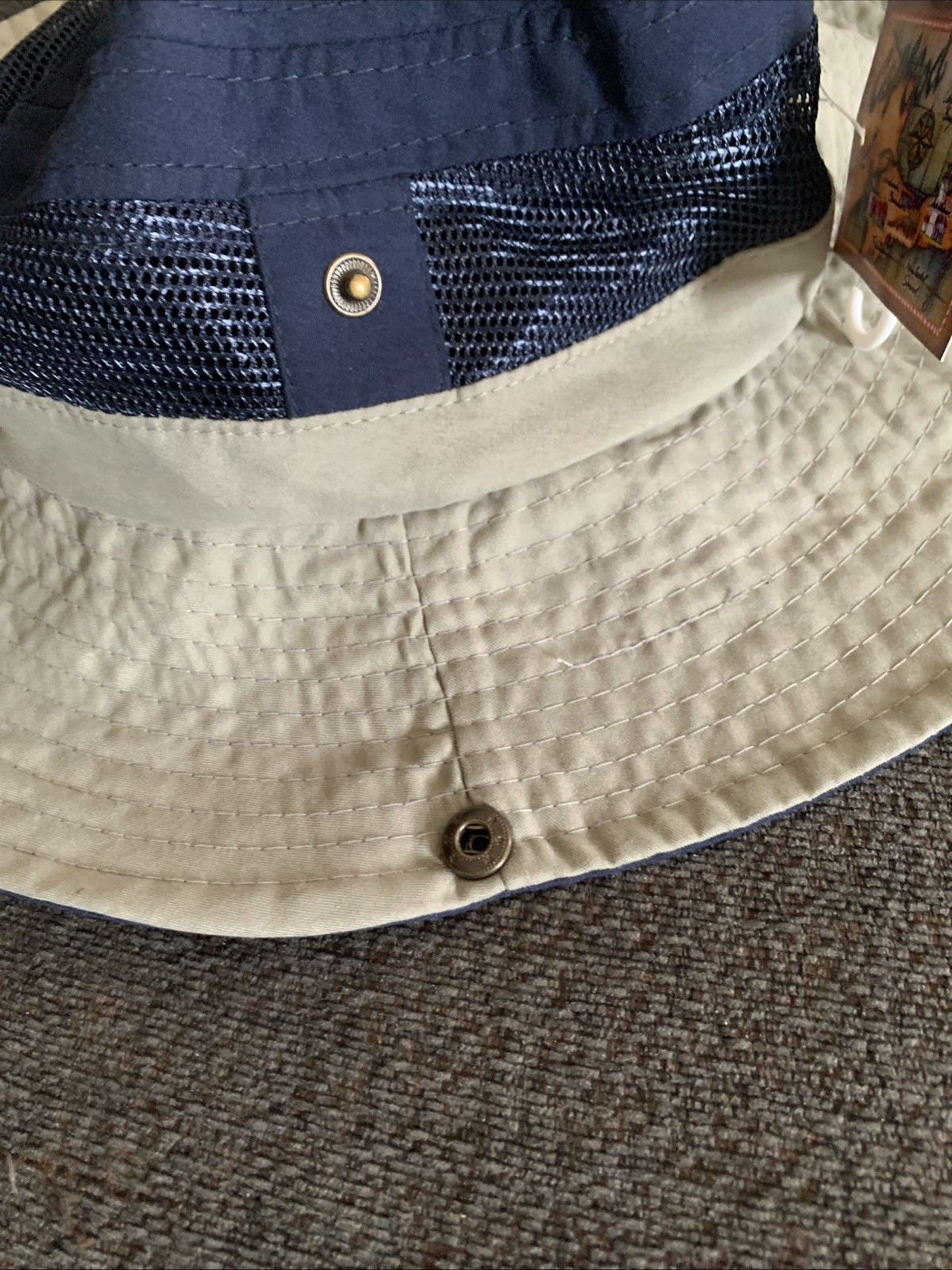 Bucket Hat light weight Cape Code Cloth and mesh sun hat snap sides