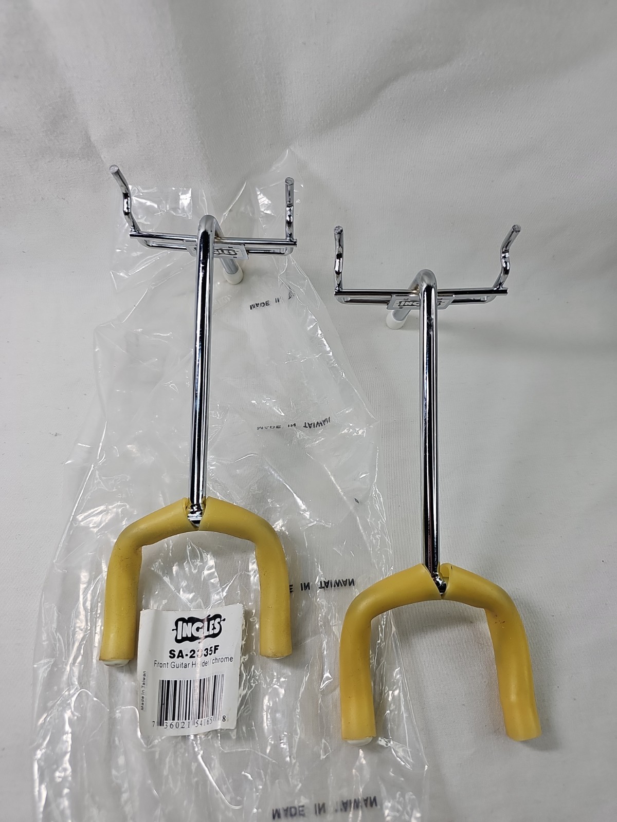 New LOT OF 2 INGLES Front Facing Slat Wall GUITAR HANGER -Display Holder- Chrome
