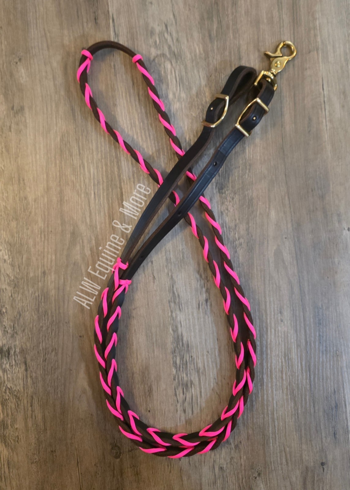 BRAND NEW Hot Pink Paracord Laced Leather Barrel Reins By ALW Equine