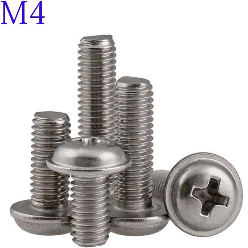 M4 304 Stainless steel Flanged Button Head Round Washer Head Phillips Screws A2