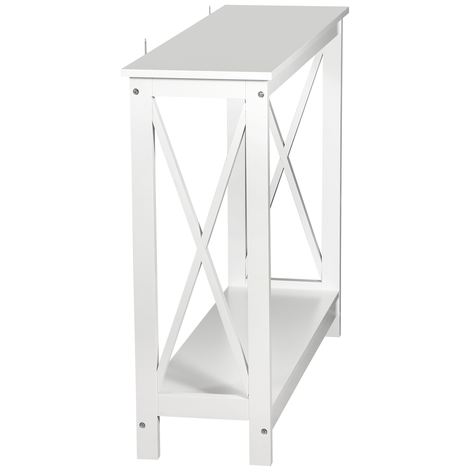 Console Table Bed Accent Side Stand Display Storage Shelf Entryway Decor White