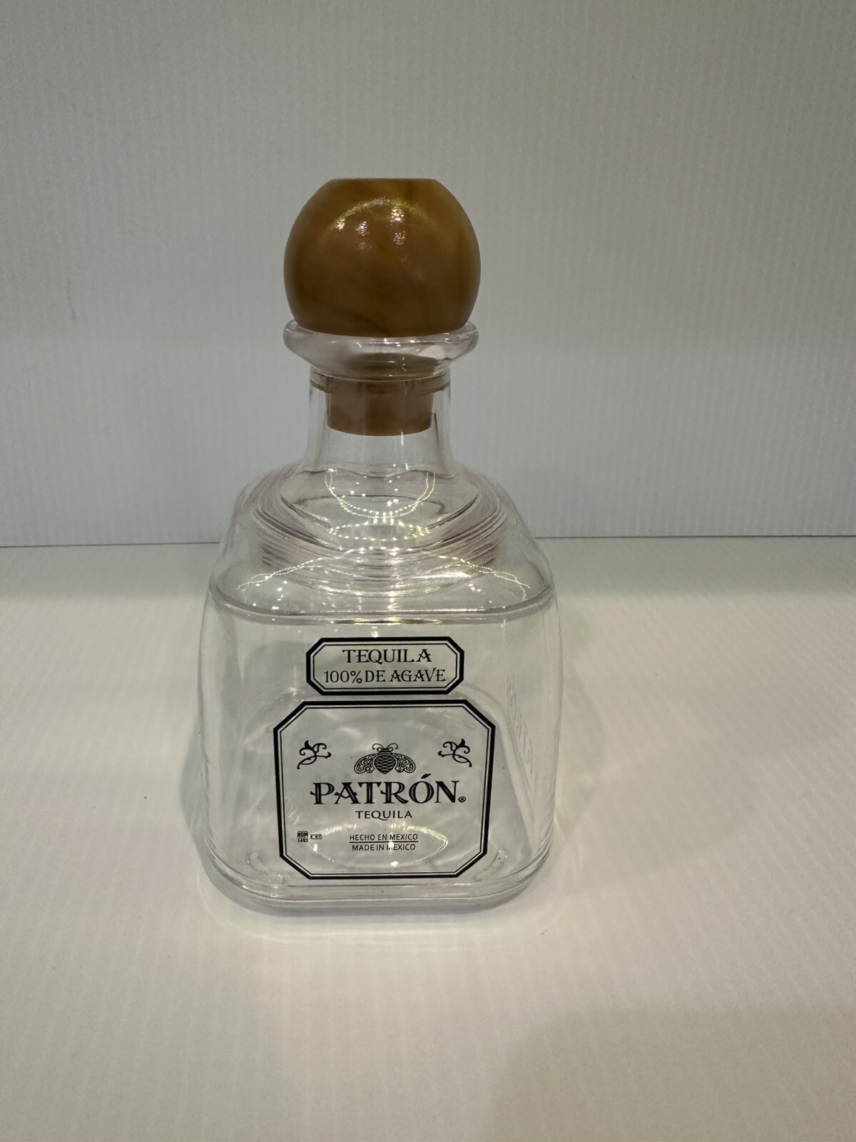 Patron Tequila Plastic Clear Drink Cup Bottle Souvenir Detach Top Refill 12oz