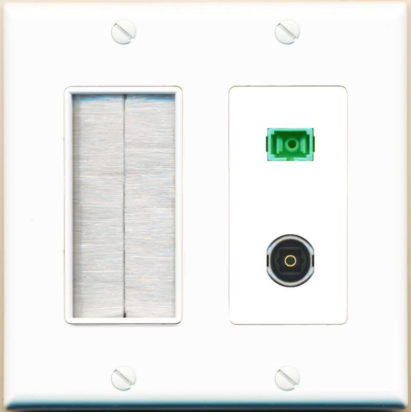RiteAV SC-APC-SX TOSLINK with Brush Wall Plate [White]