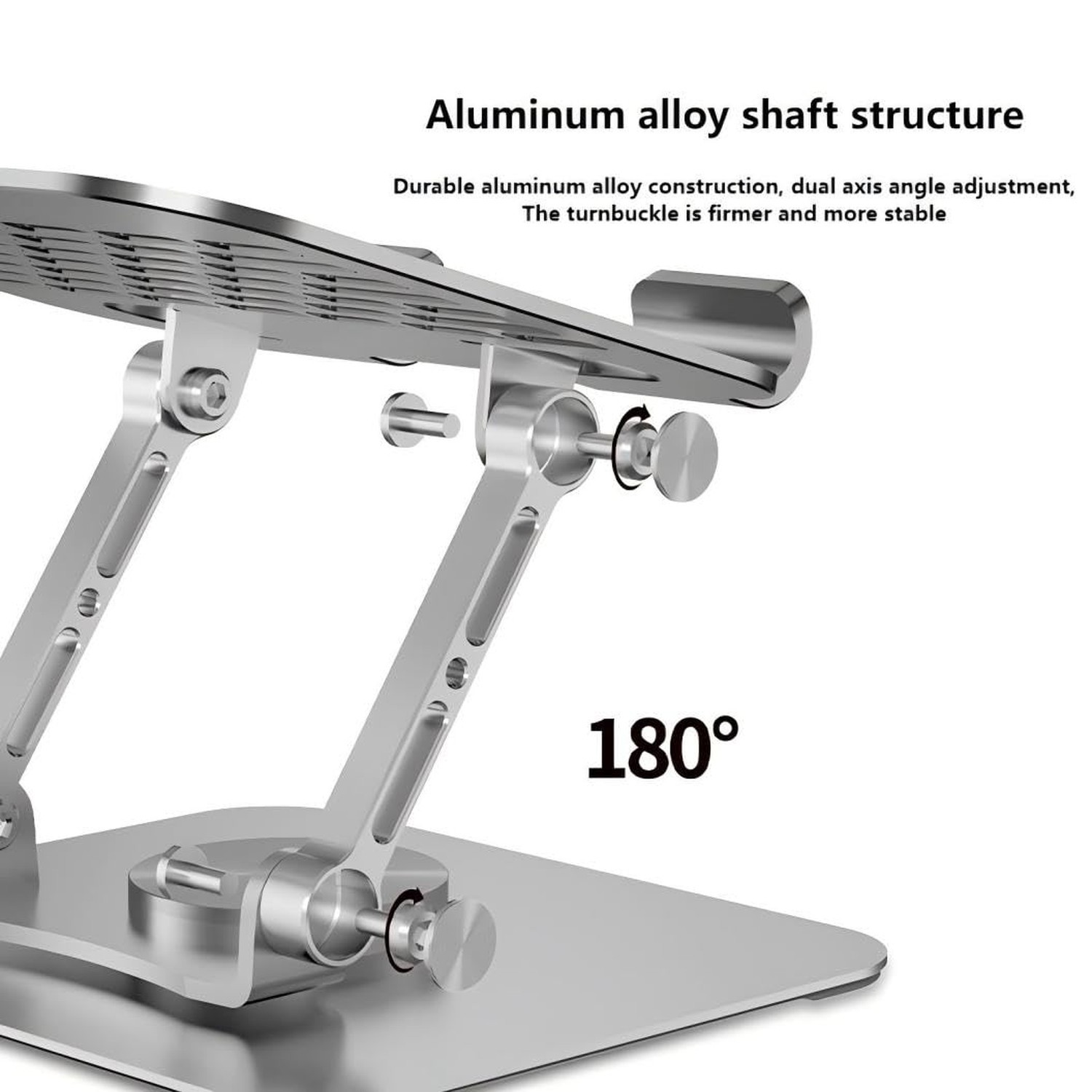 Adjustable Tablet Stand with 360° Rotating Base, Aluminum Dual-Rod Support,