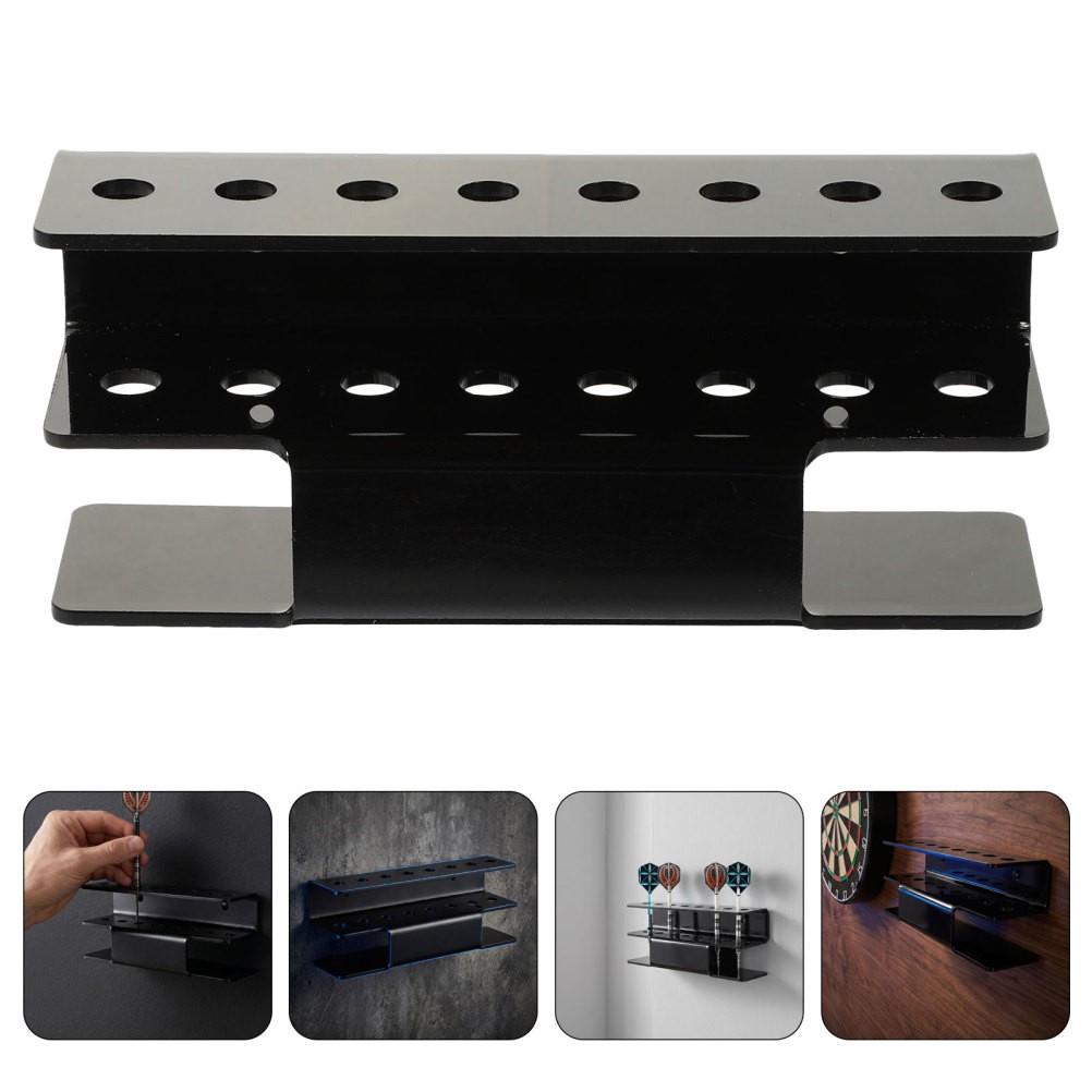 2Pcs Durable Black Acrylic Dart Wall Rack Space Saving Dart Storage