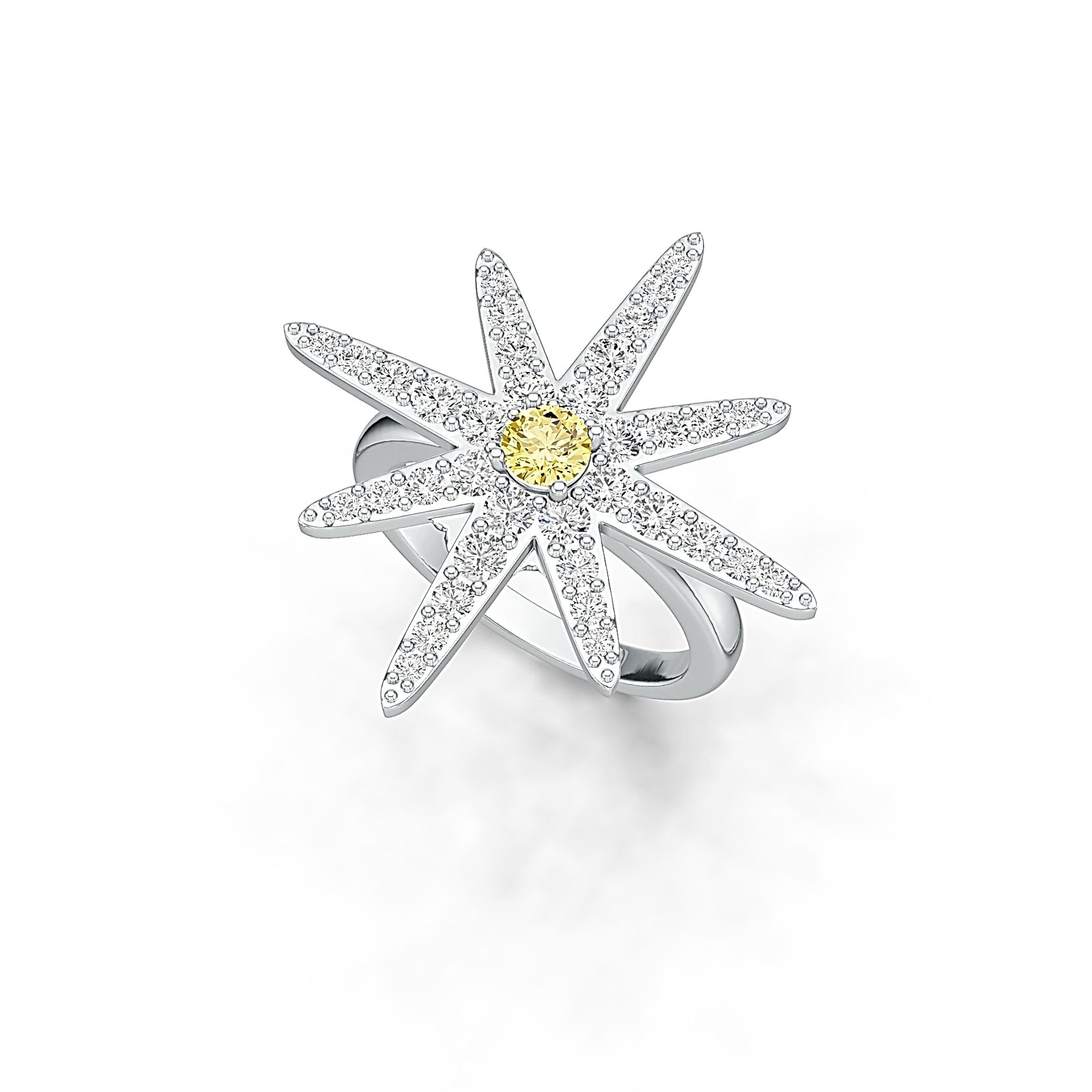 Sterling Silver Semi Mount Ring Setting Round RD 4x4mm Starburst Theme