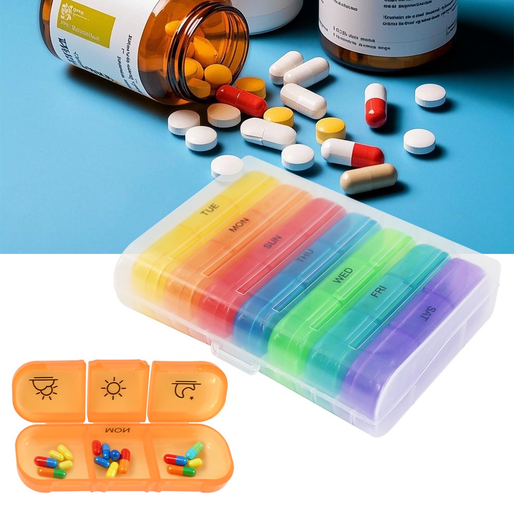Weekly Pill Box Organizer 7 Day Medicine Storage Case 3 Times a Day Daily Box