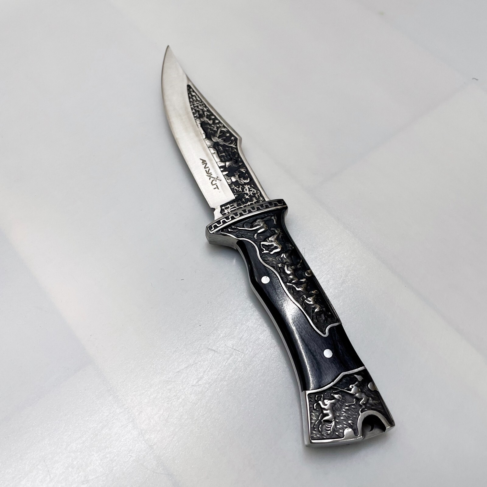 10.75" Engraved Hunting Knife Full Tang Survival Outdoor Tactical Camping